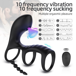 Multi-function vibrator with three rings