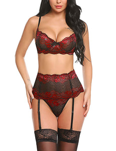 Women Lingerie Set with Garter Belts - Set intimo donna con reggicalze (<16gg)