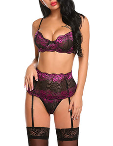 Women Lingerie Set with Garter Belts - Set intimo donna con reggicalze (<16gg)