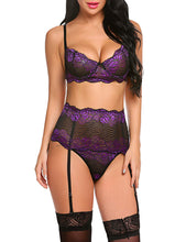 Carica l&#39;immagine nel visualizzatore di Gallery, Women Lingerie Set with Garter Belts - Set intimo donna con reggicalze (&lt;16gg)
