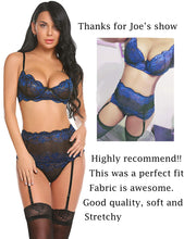 Carica l&#39;immagine nel visualizzatore di Gallery, Women Lingerie Set with Garter Belts - Set intimo donna con reggicalze (&lt;16gg)