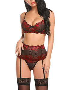 Women Lingerie Set with Garter Belts - Set intimo donna con reggicalze (<16gg)