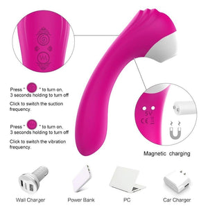 2 in 1 Vibrator, 10 suction intensities and 9 powerful vibration modes