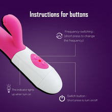 Carica l&#39;immagine nel visualizzatore di Gallery, G Spot Rabbit Vibrator for Women Dual Vibration Silicone Waterproof Female Vagina Clitoris Massager