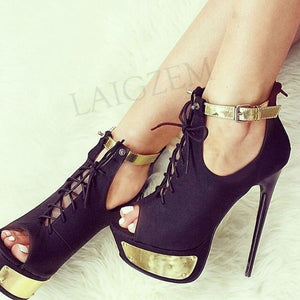 Faux Suede Shoes Pumps Sandals - Sandali con décolleté in pelle scamosciata sintetica (<16GG)