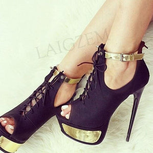 Faux Suede Shoes Pumps Sandals - Sandali con décolleté in pelle scamosciata sintetica (<16GG)