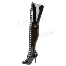 Load image into Gallery viewer, Women Thigh High Boots Long Zipper - Stivali alti da donna con cerniera lunga (&lt;16GG)