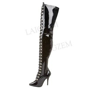 Women Thigh High Boots Long Zipper - Stivali alti da donna con cerniera lunga (<16GG)