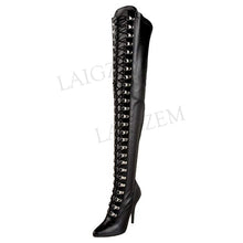 Carica l&#39;immagine nel visualizzatore di Gallery, Women Thigh High Boots Long Zipper - Stivali alti da donna con cerniera lunga (&lt;16GG)