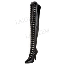 Load image into Gallery viewer, Women Thigh High Boots Long Zipper - Stivali alti da donna con cerniera lunga (&lt;16GG)