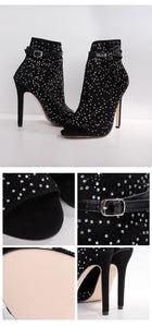 High Heels Rhinestone Buckle Strap Shoes - Scarpe tacco alto con cinturino con fibbia strass