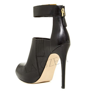 Women Black Ankle Strap Booties - Stivaletti da donna con cinturino alla caviglia nero (<16GG)