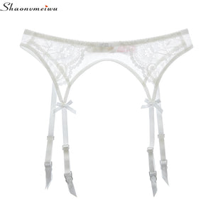 Lace mesh garter with suspender belt - Reggicalze