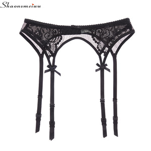 Lace mesh garter with suspender belt - Reggicalze