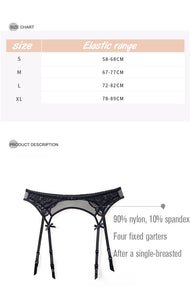 Lace mesh garter with suspender belt - Reggicalze