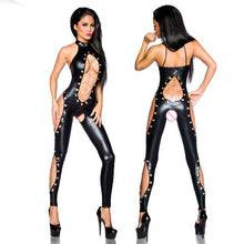 Load image into Gallery viewer, Wet Look Latex Leggings with strings - leggings in lattice effetto bagnato con stringhe