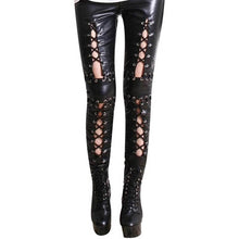 Carica l&#39;immagine nel visualizzatore di Gallery, Wet Look Latex Leggings with strings - leggings in lattice effetto bagnato con stringhe