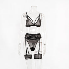 Carica l&#39;immagine nel visualizzatore di Gallery, Ellolace Lingerie Women&#39;s Underwear Set Mesh Lace Transparent Bra Sexy Lingerie Set 3 Piece Set Sexy Erotic Lingerie Set