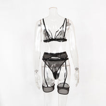 Carica l&#39;immagine nel visualizzatore di Gallery, Ellolace Lingerie Women&#39;s Underwear Set Mesh Lace Transparent Bra Sexy Lingerie Set 3 Piece Set Sexy Erotic Lingerie Set