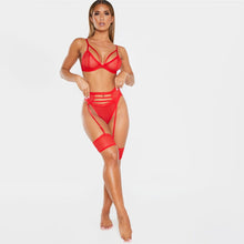 Carica l&#39;immagine nel visualizzatore di Gallery, Ellolace Lingerie Women&#39;s Underwear Set Mesh Lace Transparent Bra Sexy Lingerie Set 3 Piece Set Sexy Erotic Lingerie Set