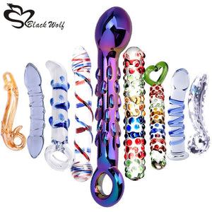 Anal dildo with 9 beads of pyrex glass - Dildo anale di vetro con 9 perle