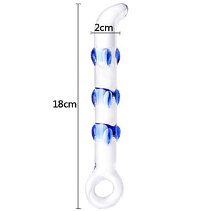 Anal dildo with 9 beads of pyrex glass - Dildo anale di vetro con 9 perle