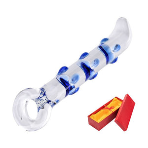 Anal dildo with 9 beads of pyrex glass - Dildo anale di vetro con 9 perle