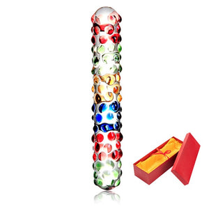 Anal dildo with 9 beads of pyrex glass - Dildo anale di vetro con 9 perle