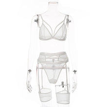 Carica l&#39;immagine nel visualizzatore di Gallery, Ellolace Lingerie Women&#39;s Underwear Set Mesh Lace Transparent Bra Sexy Lingerie Set 3 Piece Set Sexy Erotic Lingerie Set