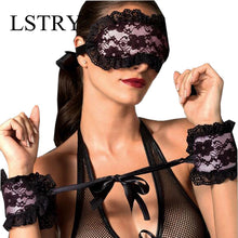 Carica l&#39;immagine nel visualizzatore di Gallery, Bondage Lace Mask Blindfolded + Handcuffs -  Maschera di pizzo con occhi bendati+Manette