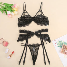 Load image into Gallery viewer, Lingerie Set 3Pcs Black (&lt;16gg)