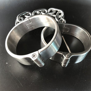 2020 Horseshoe Hi-Q Stainless Steel Handcuffs,Metal Wrist Cuffs Fetish Slave Manacle Bondage BDSM Sex Toys for Women Man Couples