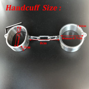 2020 Horseshoe Hi-Q Stainless Steel Handcuffs,Metal Wrist Cuffs Fetish Slave Manacle Bondage BDSM Sex Toys for Women Man Couples