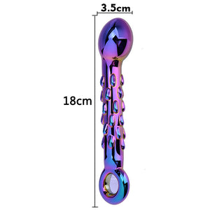 Anal dildo with 9 beads of pyrex glass - Dildo anale di vetro con 9 perle