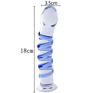 Anal dildo with 9 beads of pyrex glass - Dildo anale di vetro con 9 perle