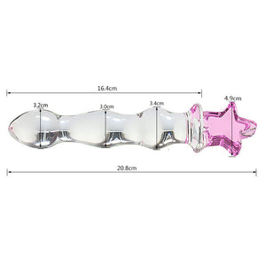 Anal dildo with 9 beads of pyrex glass - Dildo anale di vetro con 9 perle