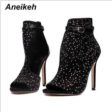 Carica l&#39;immagine nel visualizzatore di Gallery, High Heels Rhinestone Buckle Strap Shoes - Scarpe tacco alto con cinturino con fibbia strass
